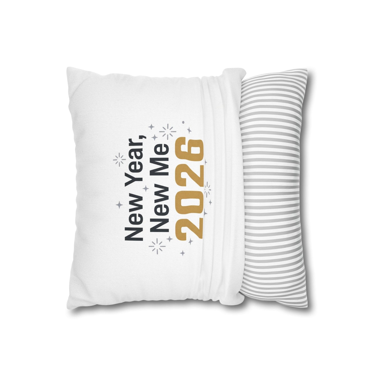 New Year, New Me 2026 Pillowcase — Square Decorative Holiday Throw Pillow Cover