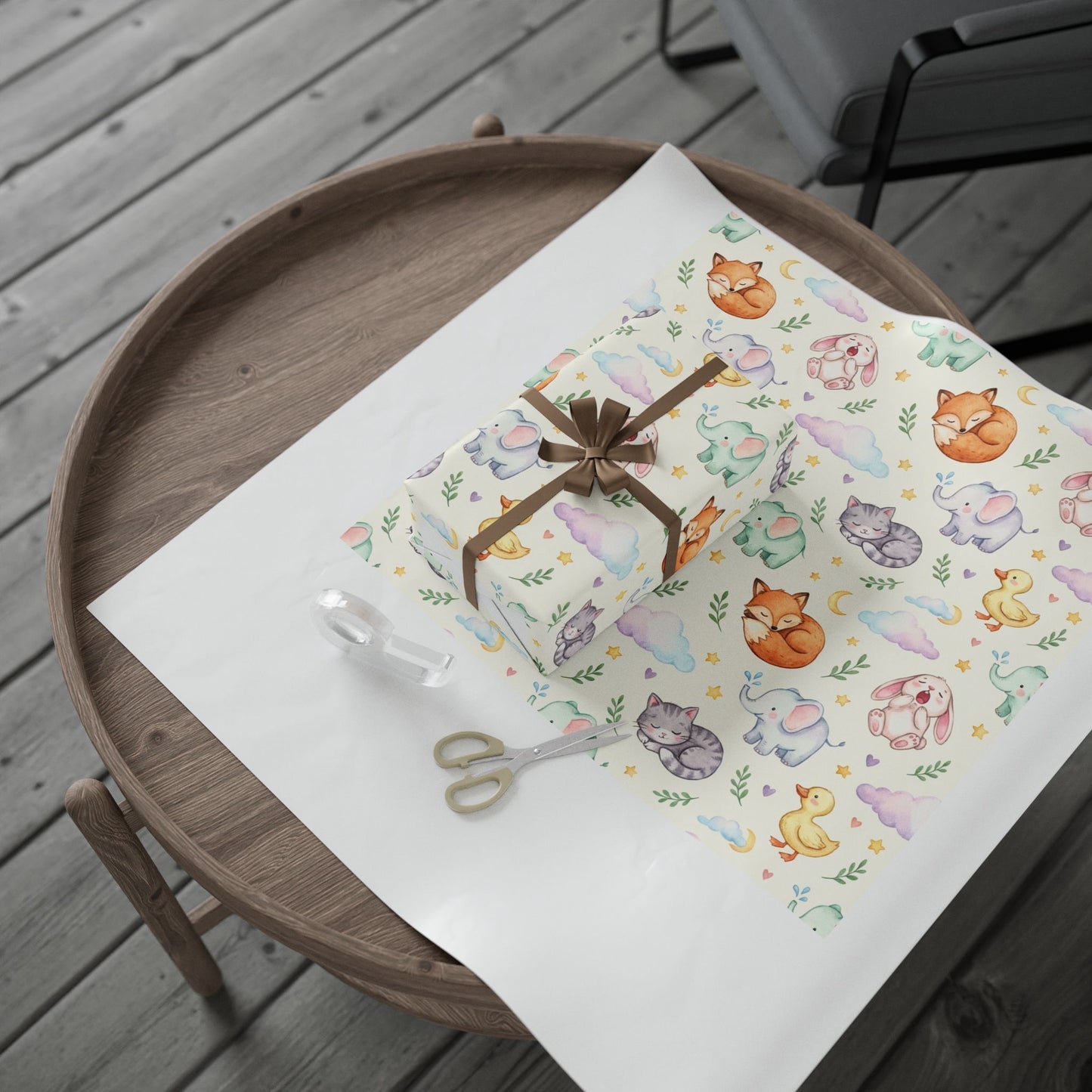 Nursery Animal Wrapping Paper — Cute Watercolor Baby Shower & Kids Gift Wrap