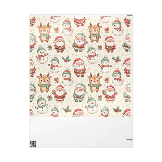 Christmas Gift Wrap Paper — Cute Santa, Reindeer & Snowman Pattern