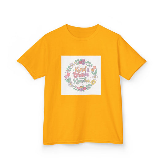 Kids Tee — Floral 'Kind Hearts Shine' Graphic