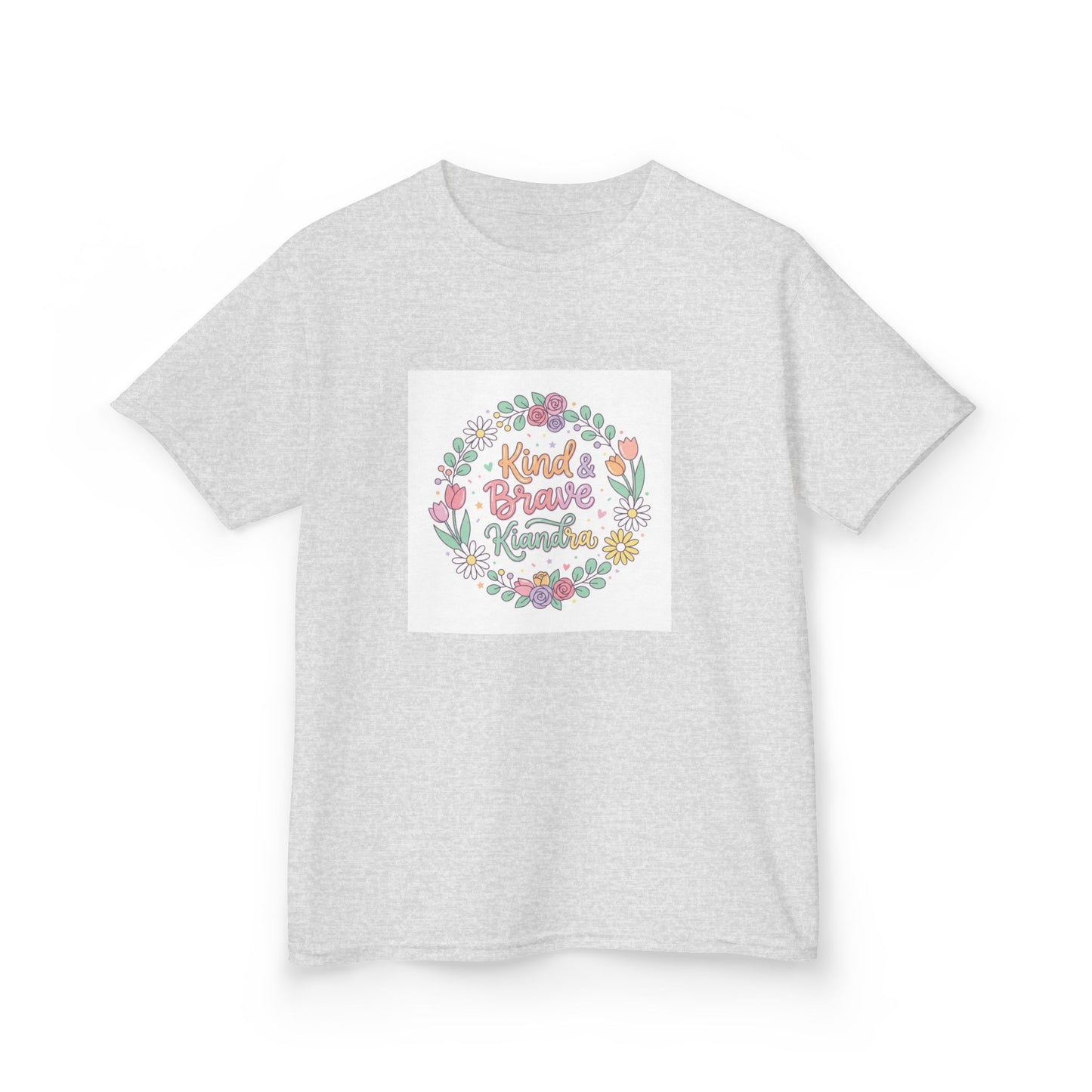 Kids Tee — Floral 'Kind Hearts Shine' Graphic