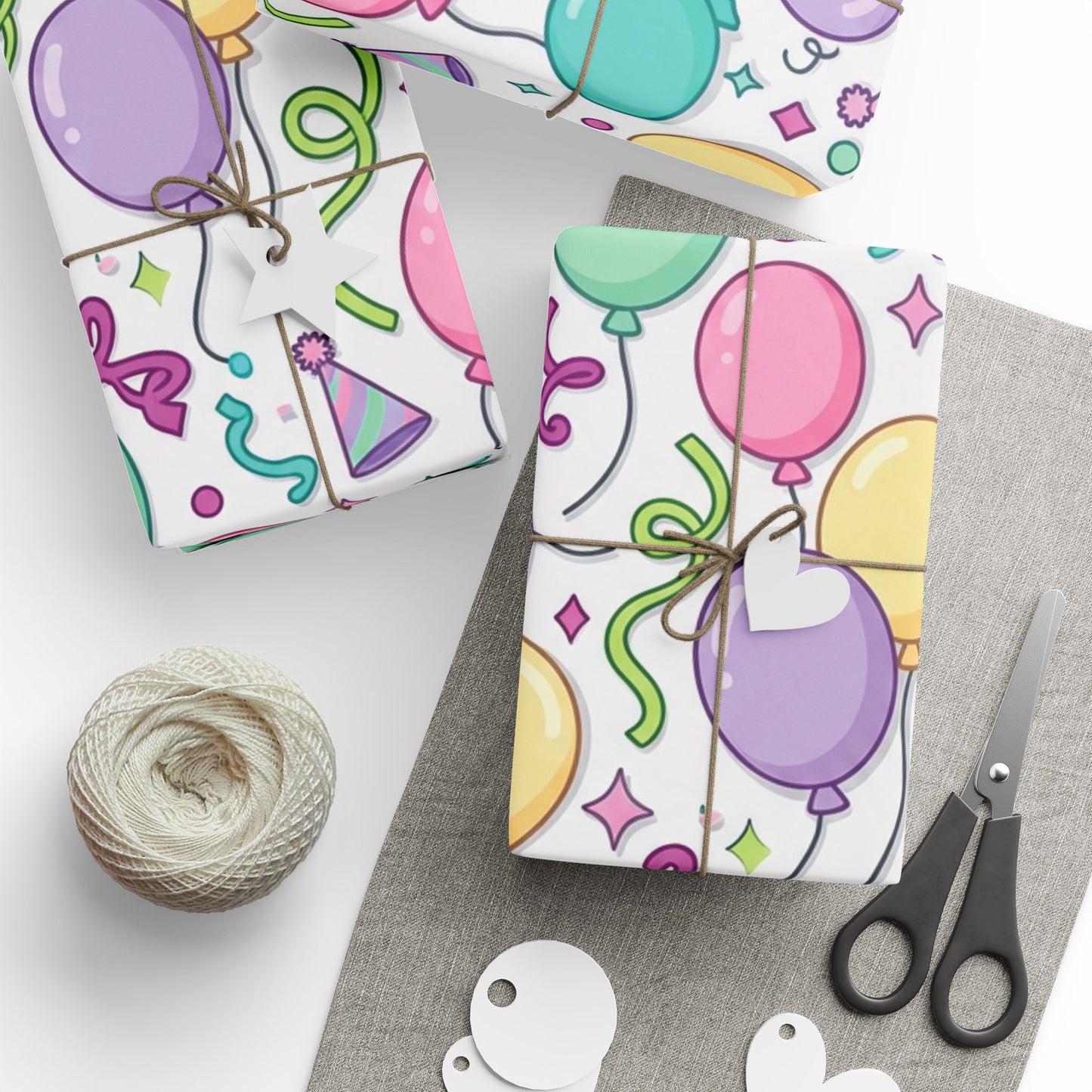 Birthday Balloons Wrapping Paper – Pastel Party Gift Wrap Roll