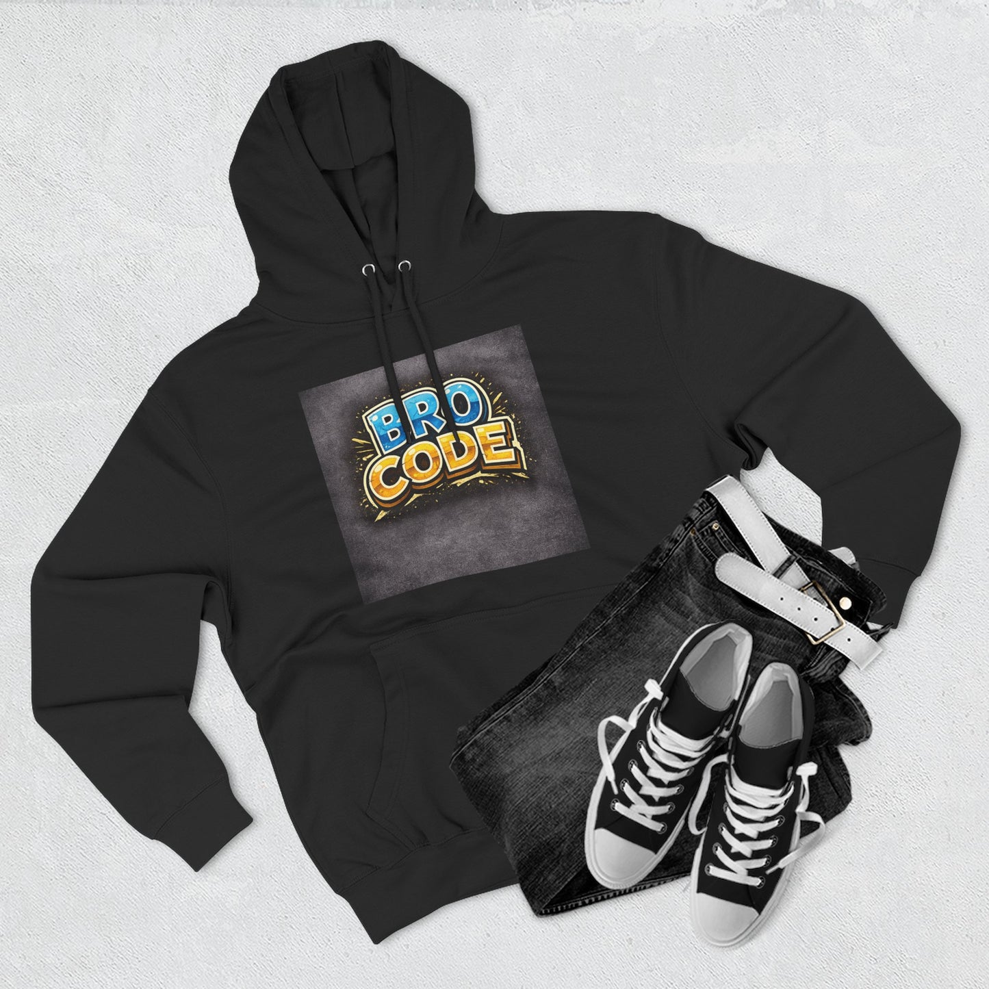Bro Code Hoodie — Funny Streetwear Pullover with Bold Graffiti Logo