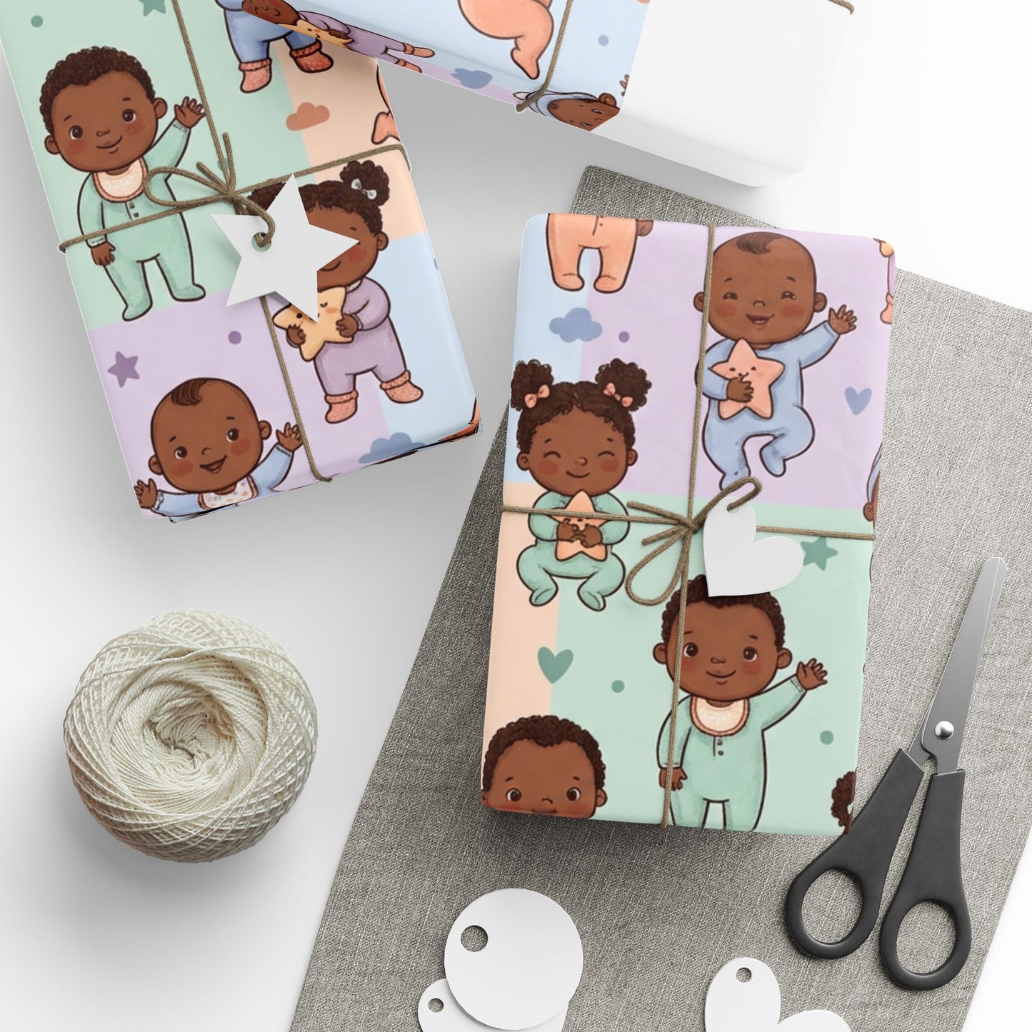 Diverse Baby Pattern Wrapping Paper — Cute Newborn Shower & Gender Neutral Gift Wrap