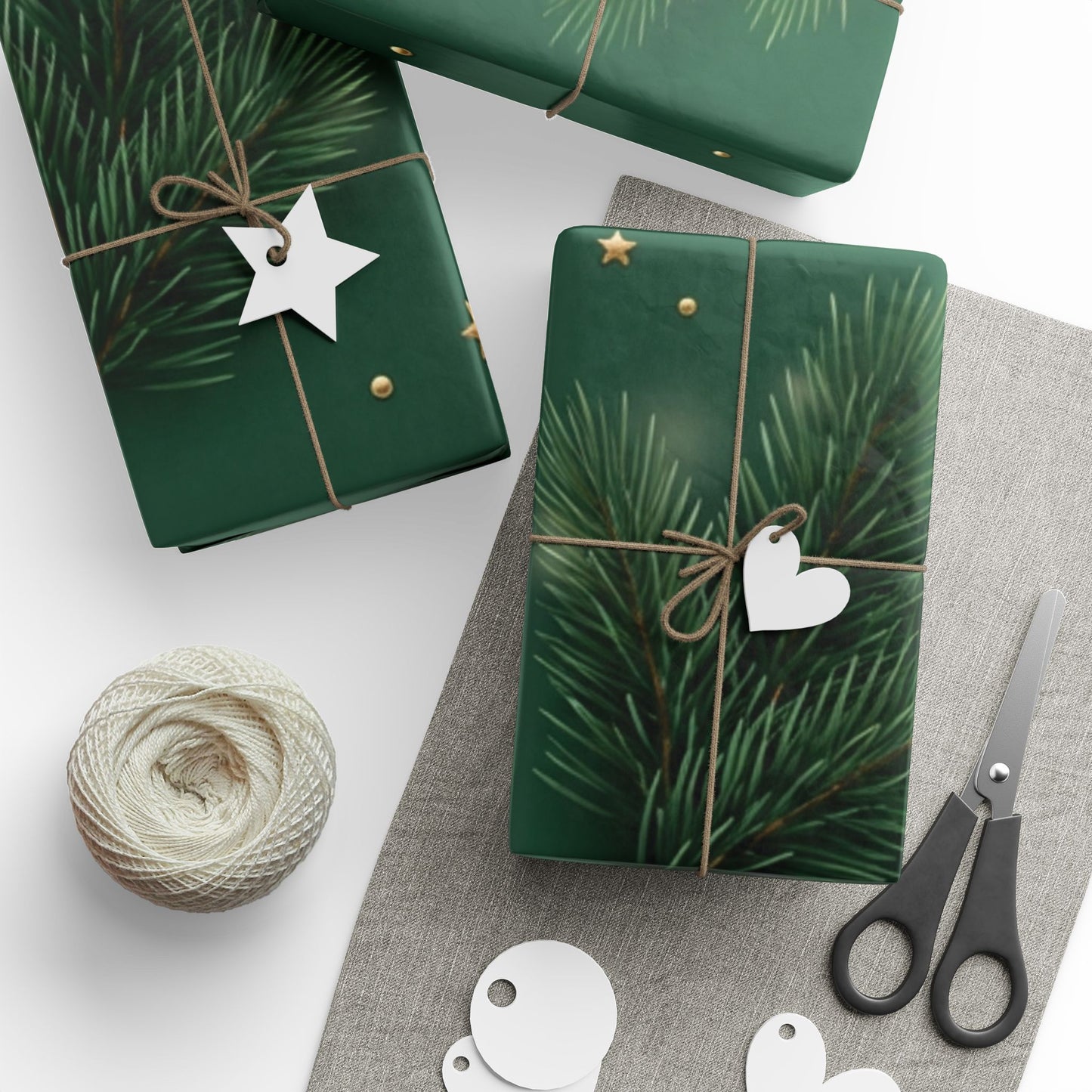 Premium Pine Branch Wrapping Paper – Elegant Christmas Gift Wrap