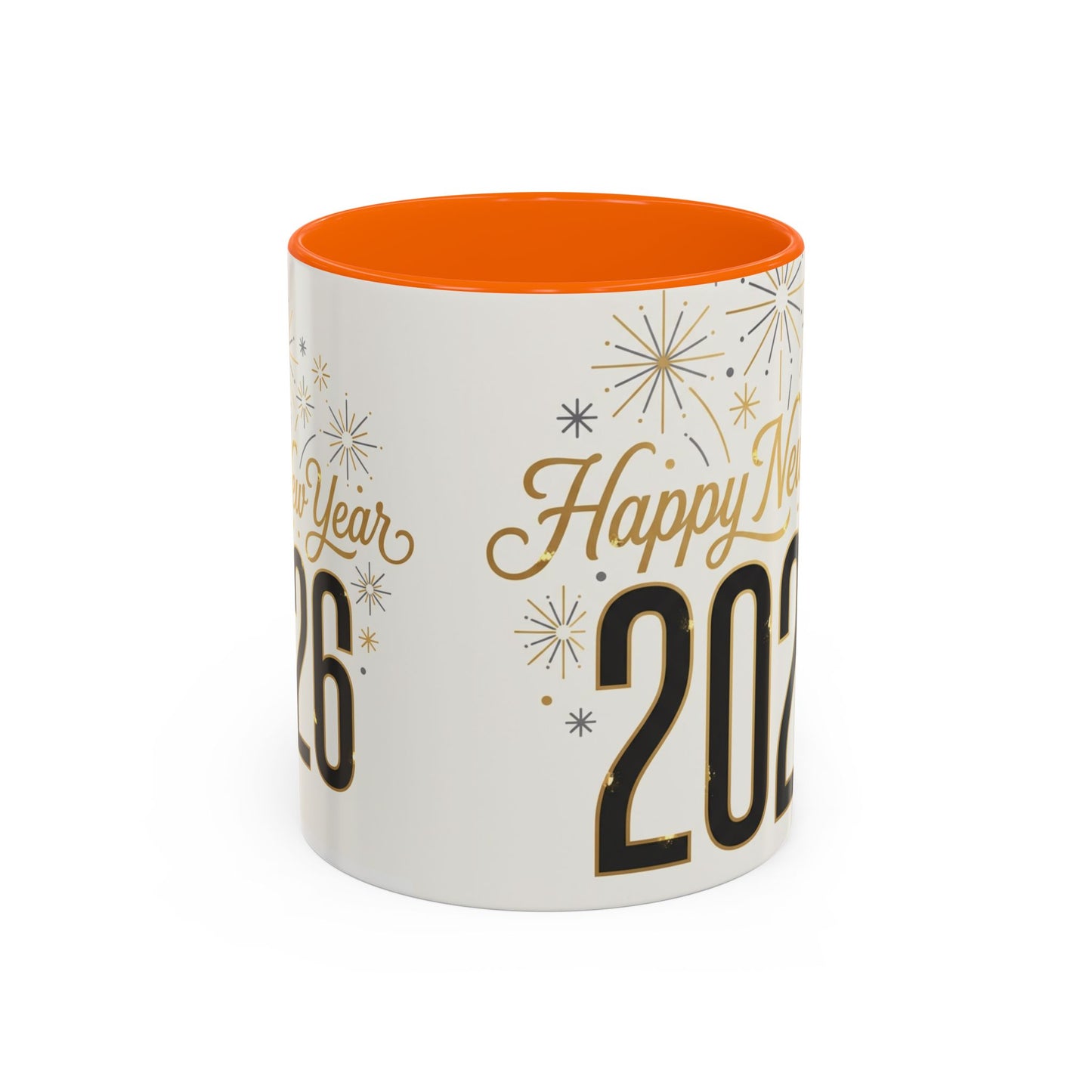 Happy New Year 2026 Accent Coffee Mug — Festive Sparkle 11/15oz