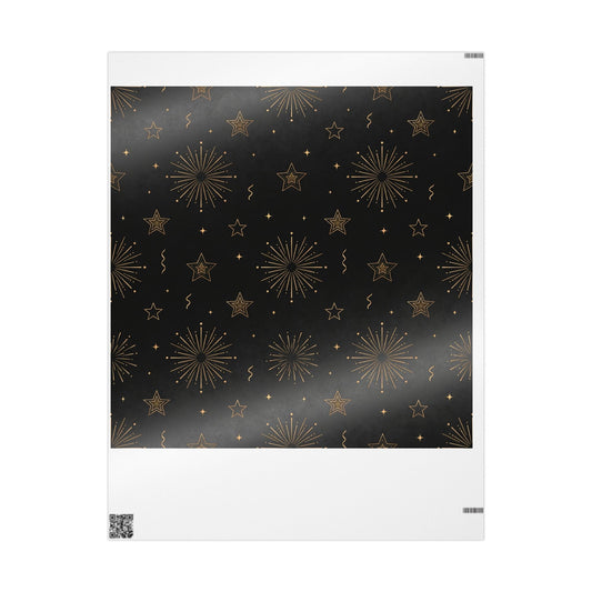 Black & Gold Starburst Wrapping Paper — Elegant Holiday Gift Wrap