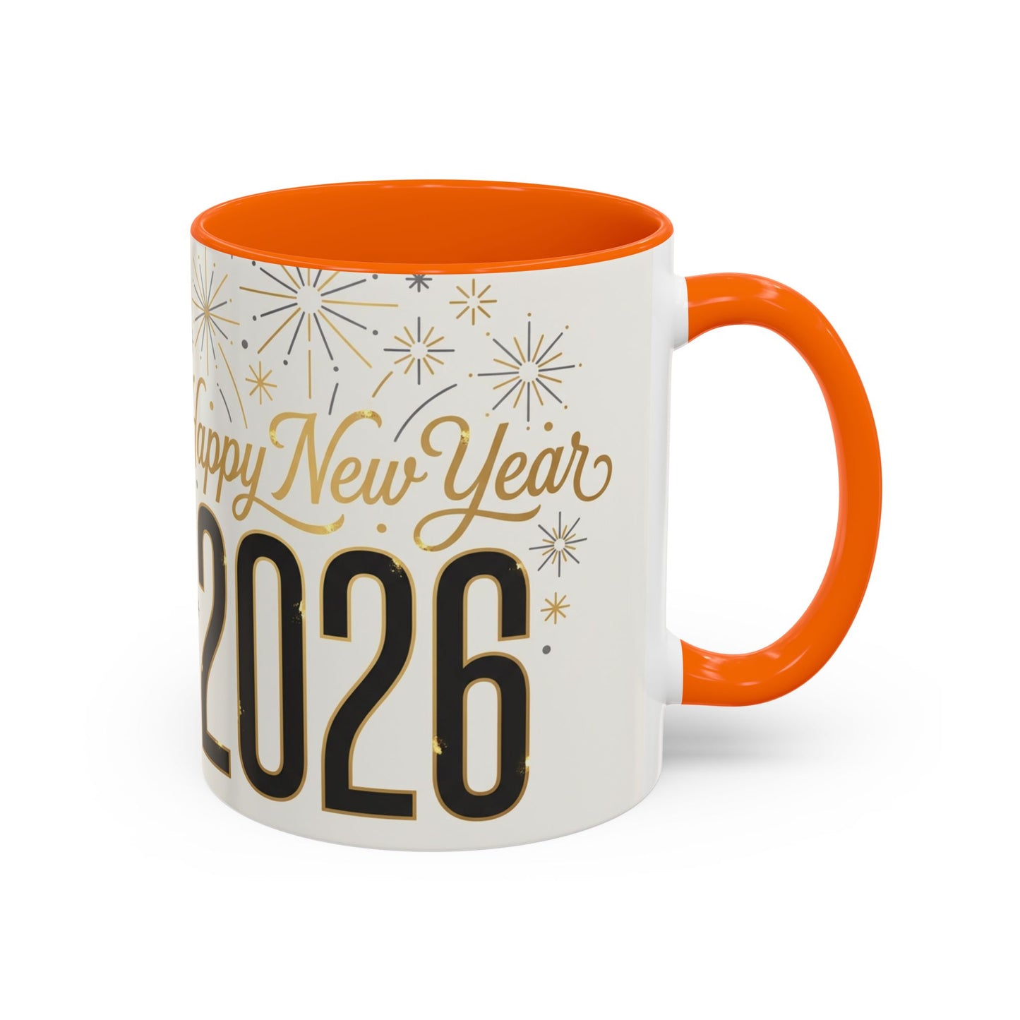 Happy New Year 2026 Accent Coffee Mug — Festive Sparkle 11/15oz