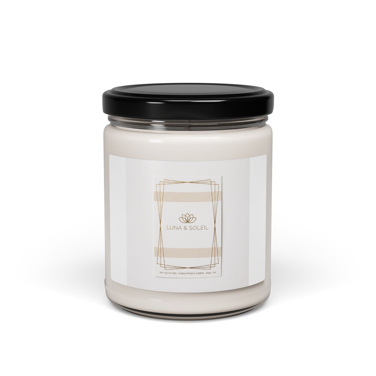Luxury Scented Soy Candle 9oz — Clean White Jar with Gold Label (Aromatherapy Gift)