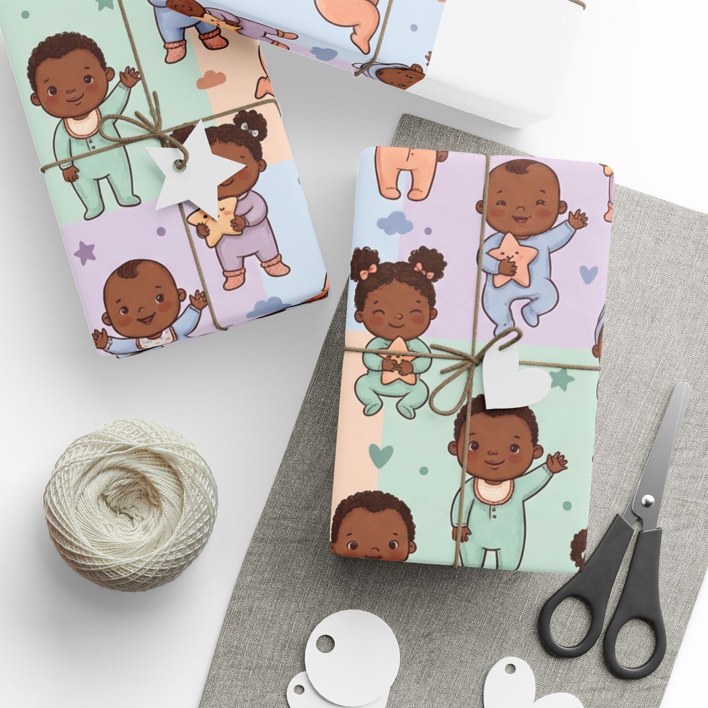Diverse Baby Pattern Wrapping Paper — Cute Newborn Shower & Gender Neutral Gift Wrap