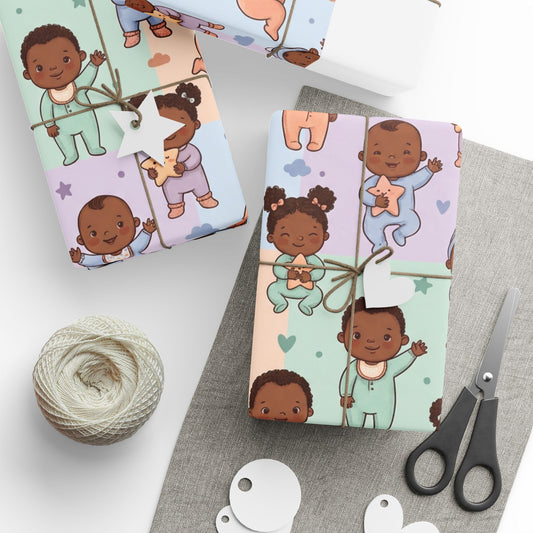 Diverse Baby Pattern Wrapping Paper — Cute Newborn Shower & Gender Neutral Gift Wrap