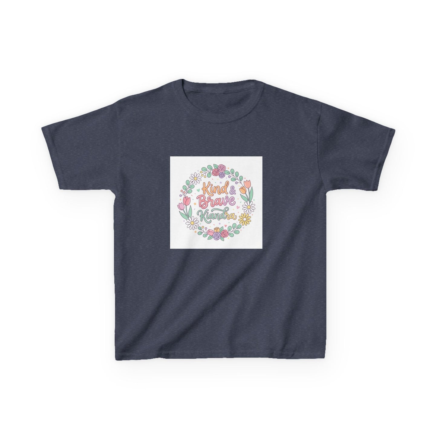 Kids Tee — Floral 'Kind Hearts Shine' Graphic