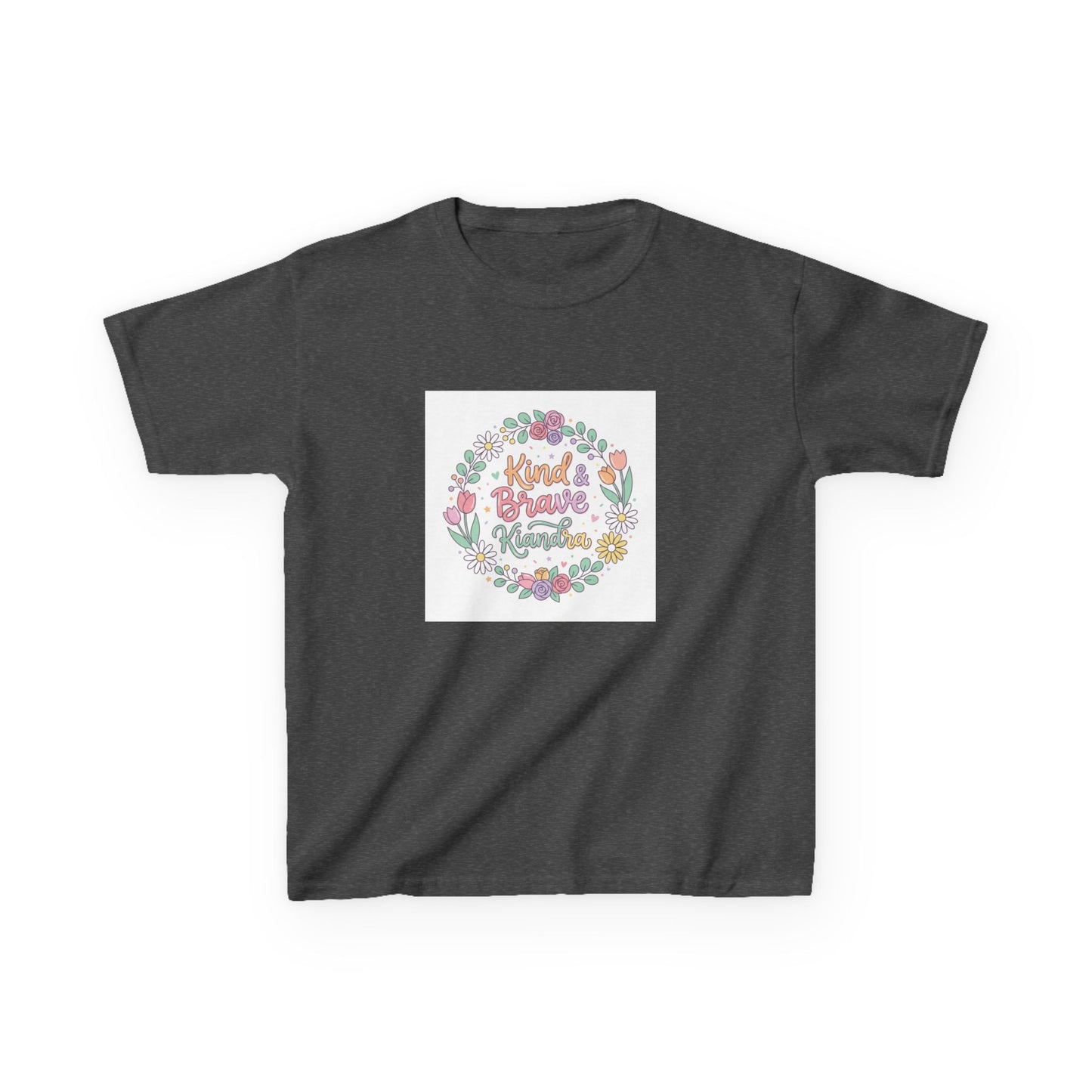 Kids Tee — Floral 'Kind Hearts Shine' Graphic