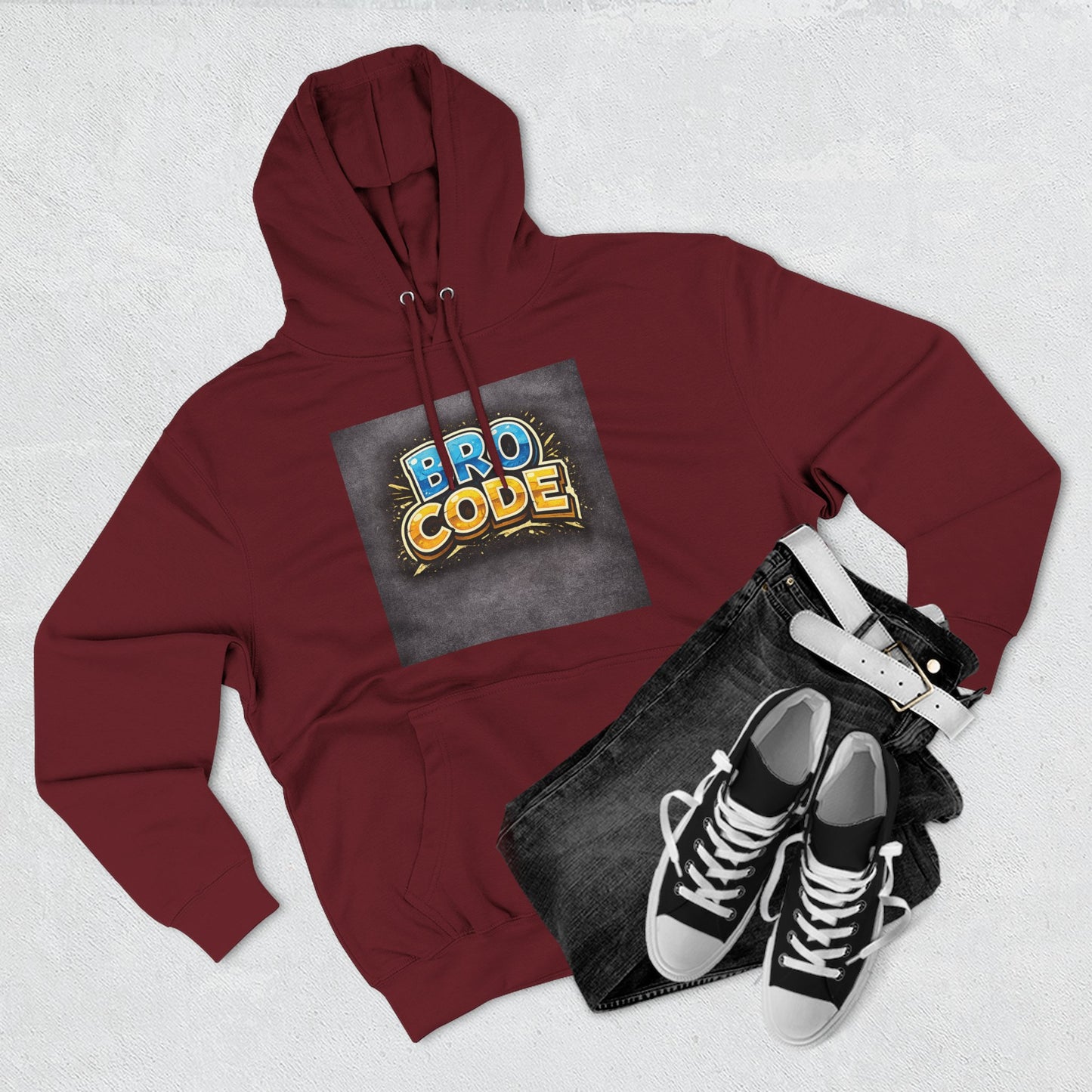 Bro Code Hoodie — Funny Streetwear Pullover with Bold Graffiti Logo