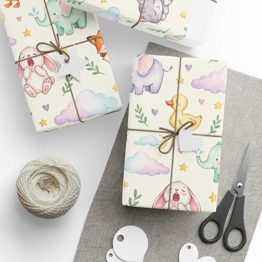 Nursery Animal Wrapping Paper — Cute Watercolor Baby Shower & Kids Gift Wrap