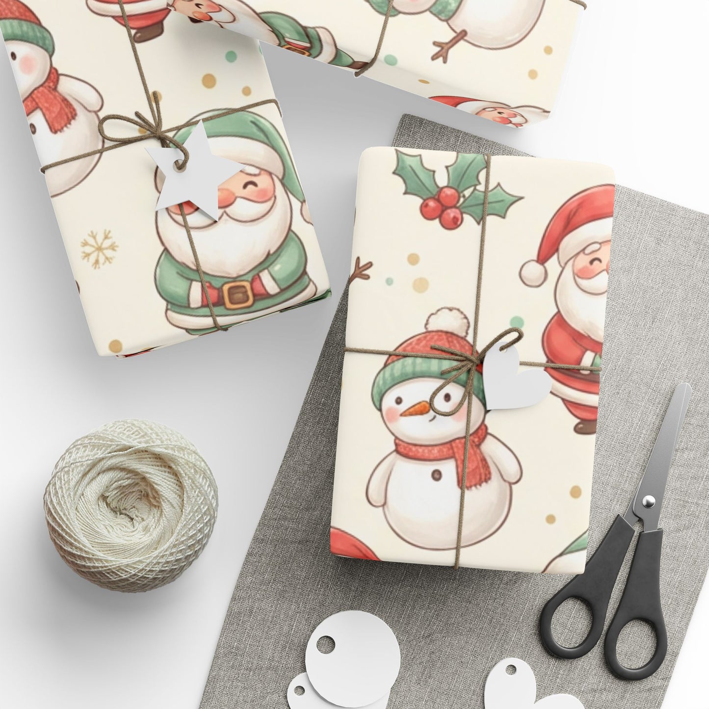 Christmas Gift Wrap Paper — Cute Santa, Reindeer & Snowman Pattern
