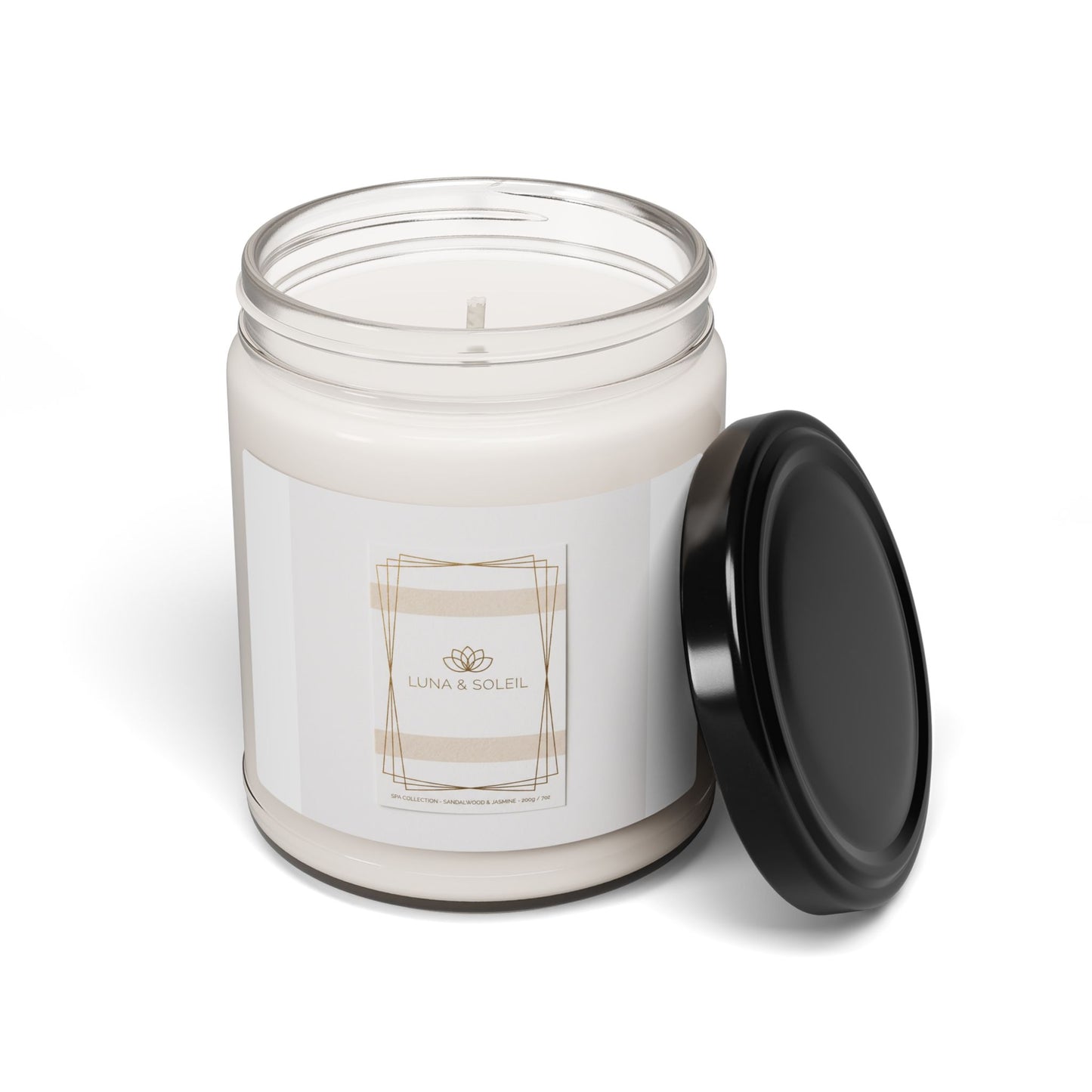 Luxury Scented Soy Candle 9oz — Clean White Jar with Gold Label (Aromatherapy Gift)