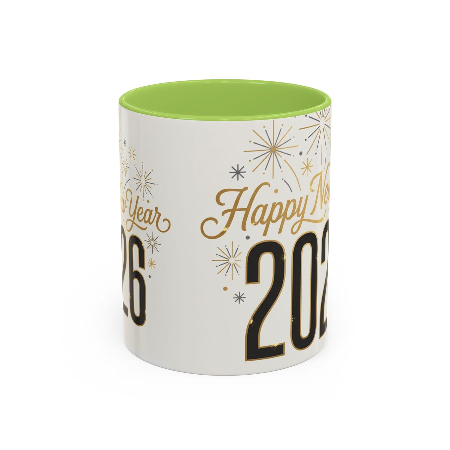 Happy New Year 2026 Accent Coffee Mug — Festive Sparkle 11/15oz