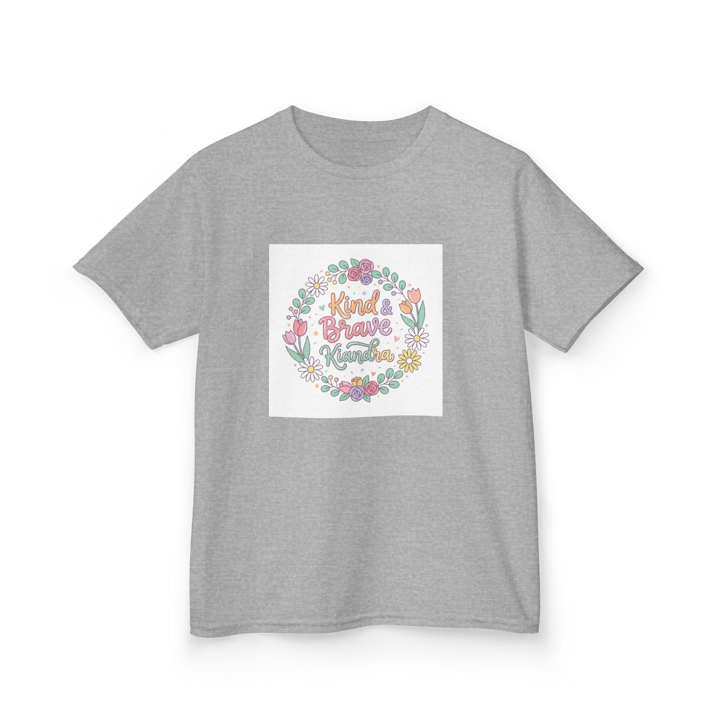 Kids Tee — Floral 'Kind Hearts Shine' Graphic