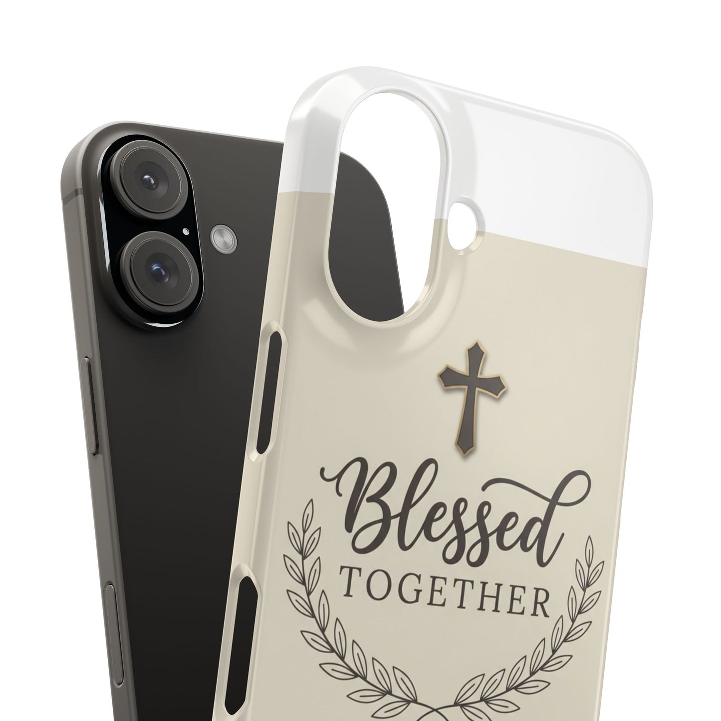 Phone Case — "Blessed Together" Religious Cross Design