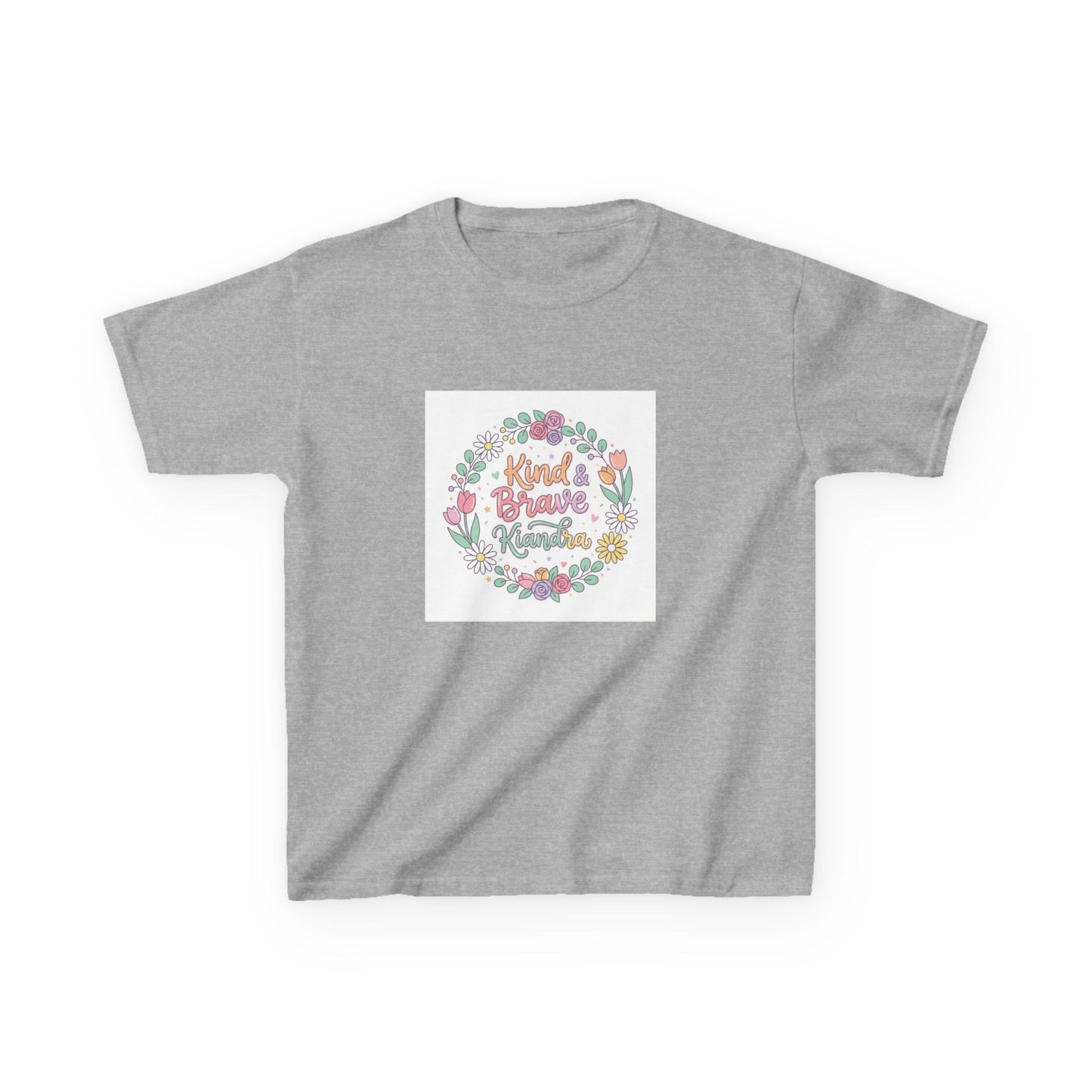 Kids Tee — Floral 'Kind Hearts Shine' Graphic