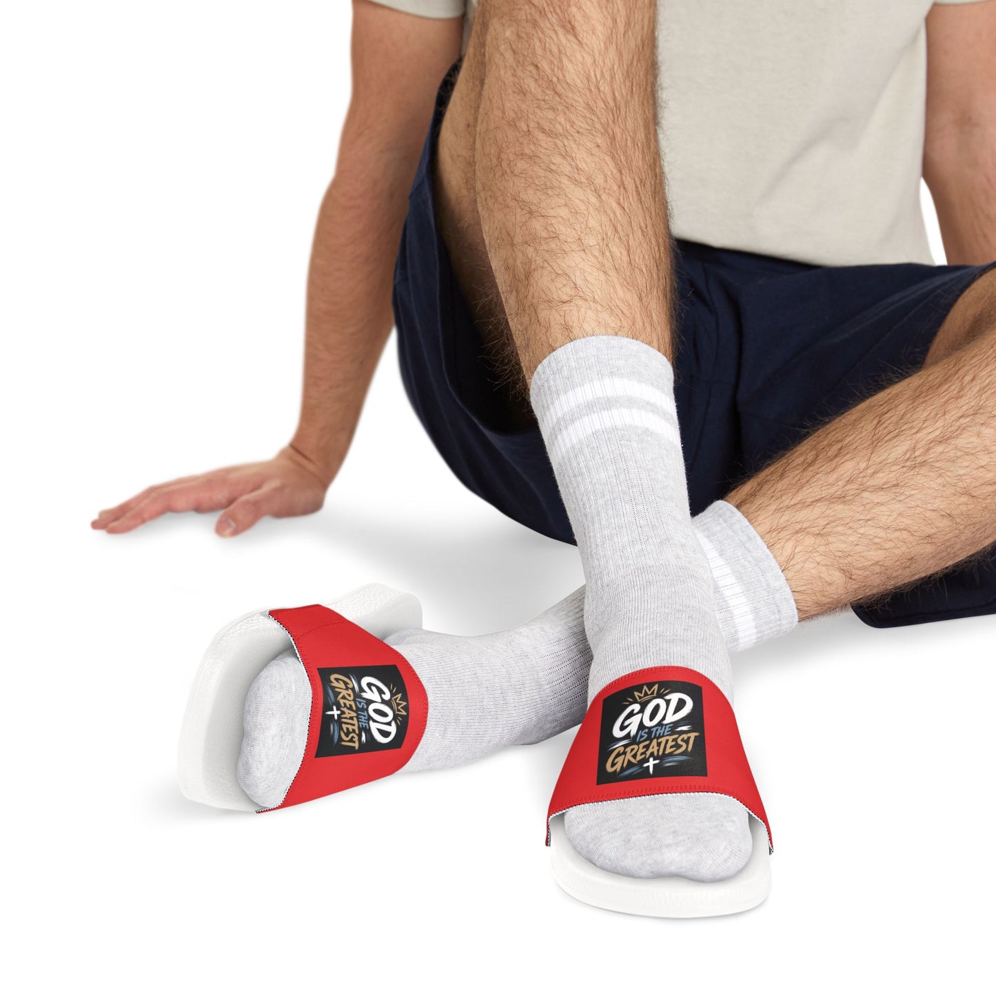God Is The Greatest Slide Sandals — Removable Strap Men's Religious Beach Slides