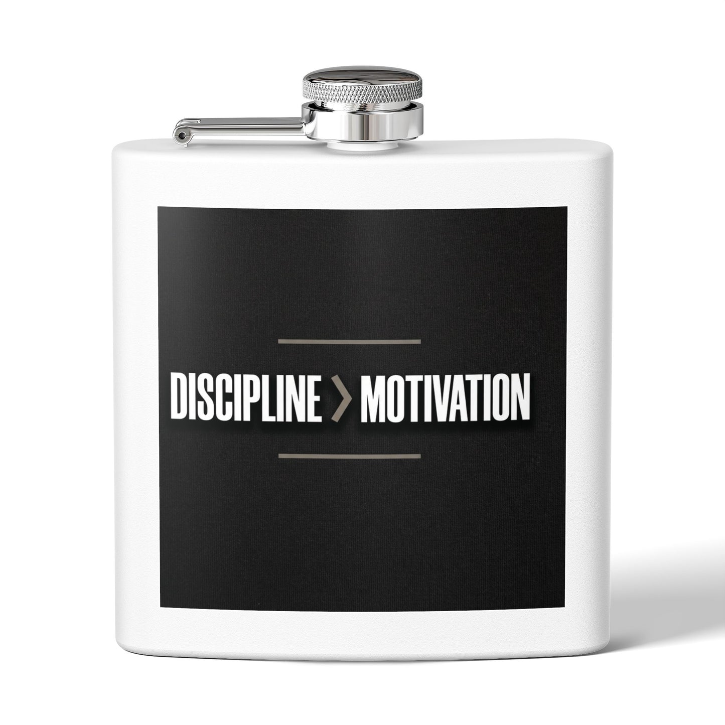 Flask — "Discipline > Motivation" Stainless Steel 6oz Hip Flask