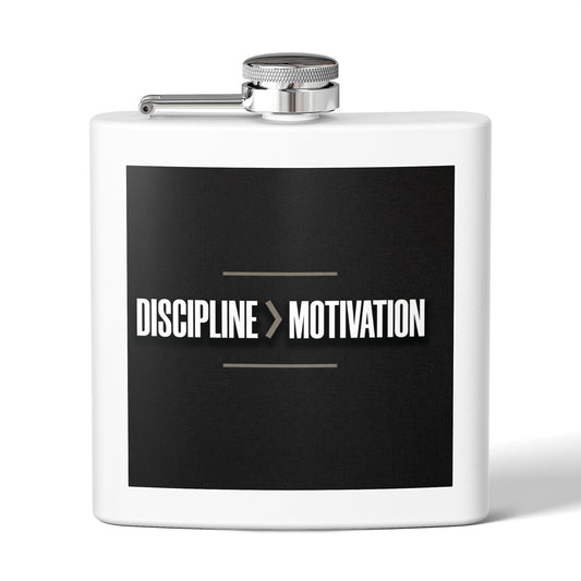 Flask — "Discipline > Motivation" Stainless Steel 6oz Hip Flask
