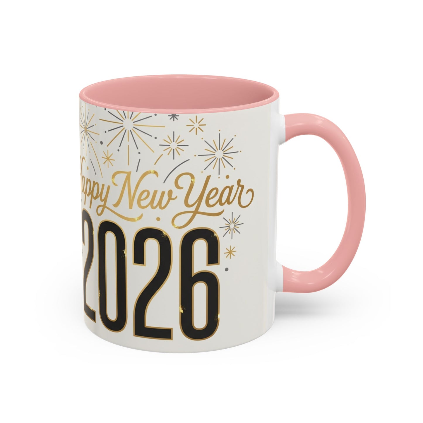 Happy New Year 2026 Accent Coffee Mug — Festive Sparkle 11/15oz
