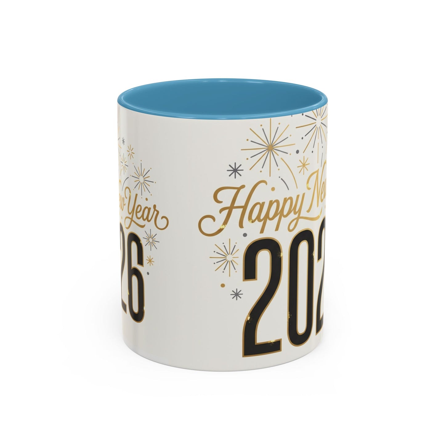 Happy New Year 2026 Accent Coffee Mug — Festive Sparkle 11/15oz