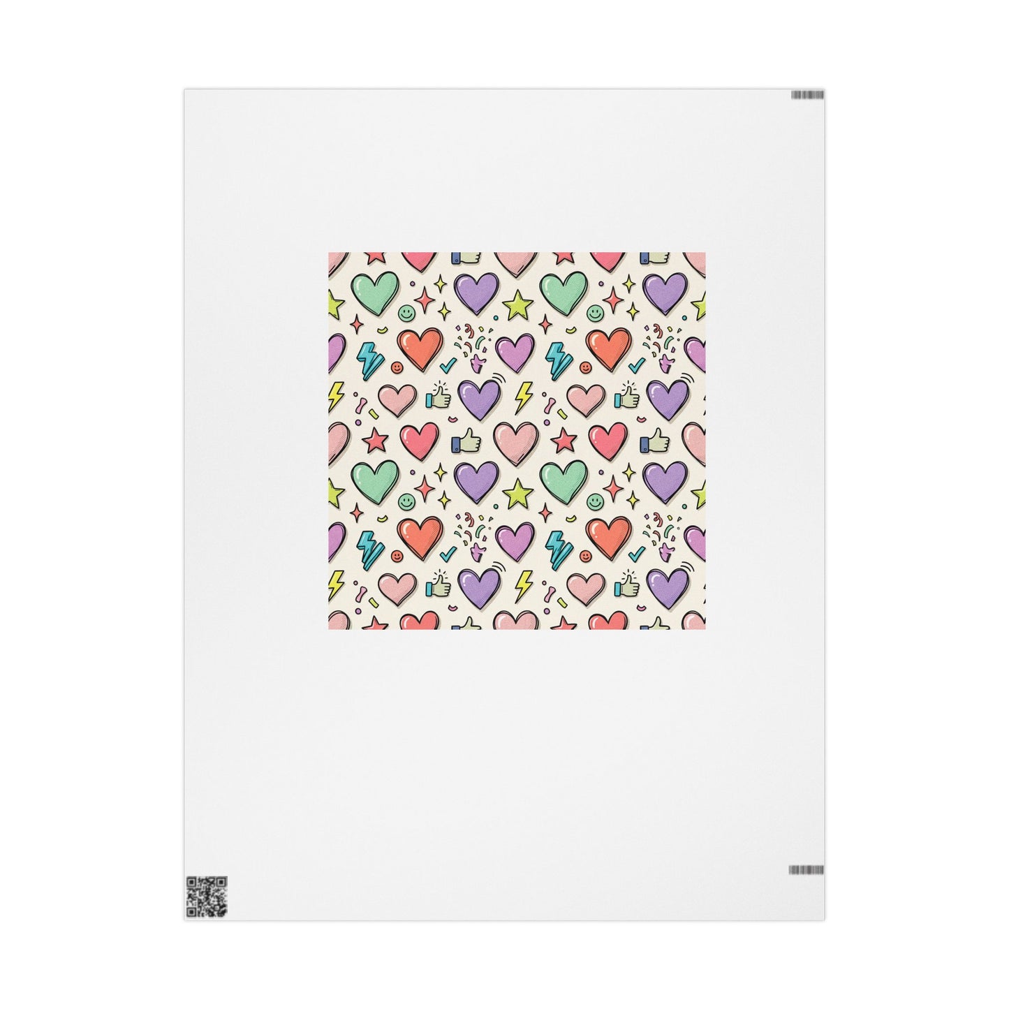 Heart Pattern Wrapping Paper — Colorful Doodle Hearts Gift Wrap for Valentine’s Day, Birthdays & Anniversaries