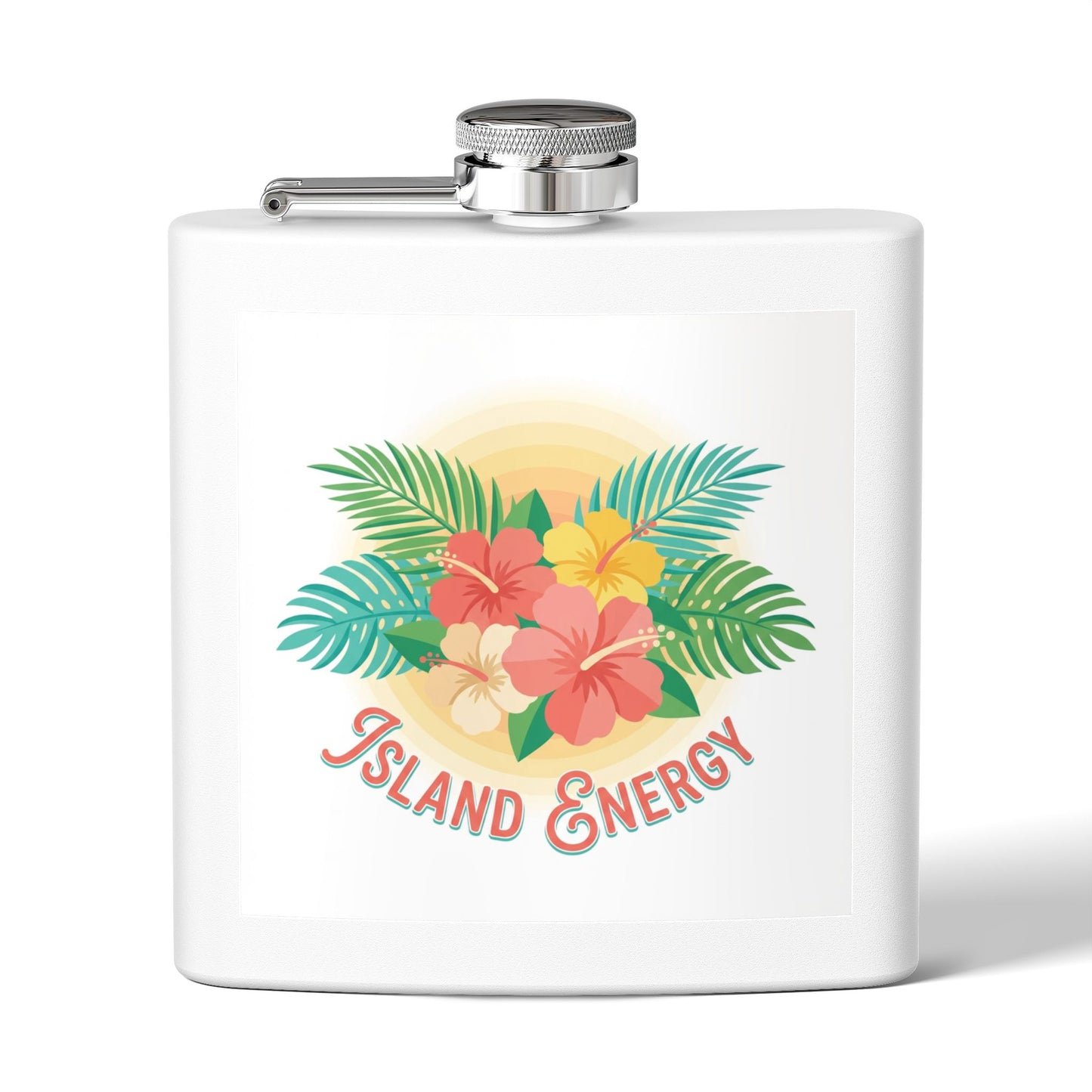 Flask — Island Energy Hibiscus 6oz Stainless Steel Hip Flask
