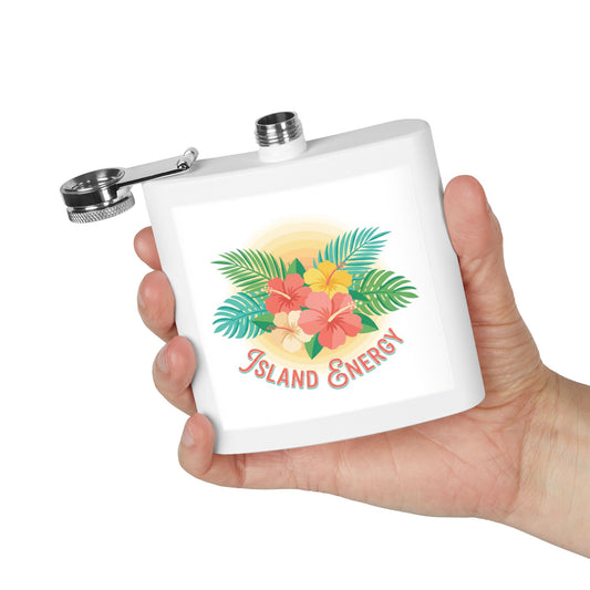 Flask — Island Energy Hibiscus 6oz Stainless Steel Hip Flask