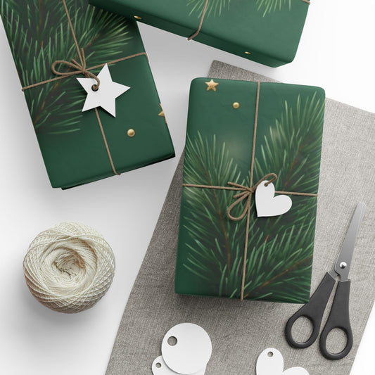 Premium Pine Branch Wrapping Paper – Elegant Christmas Gift Wrap