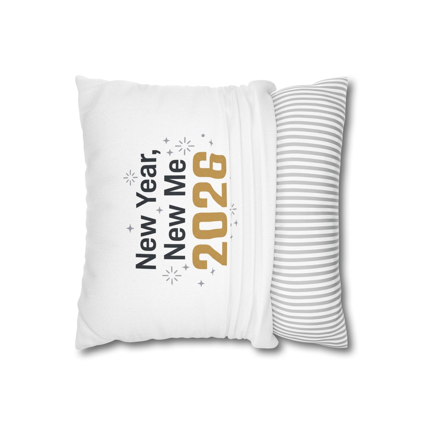 New Year, New Me 2026 Pillowcase — Square Decorative Holiday Throw Pillow Cover