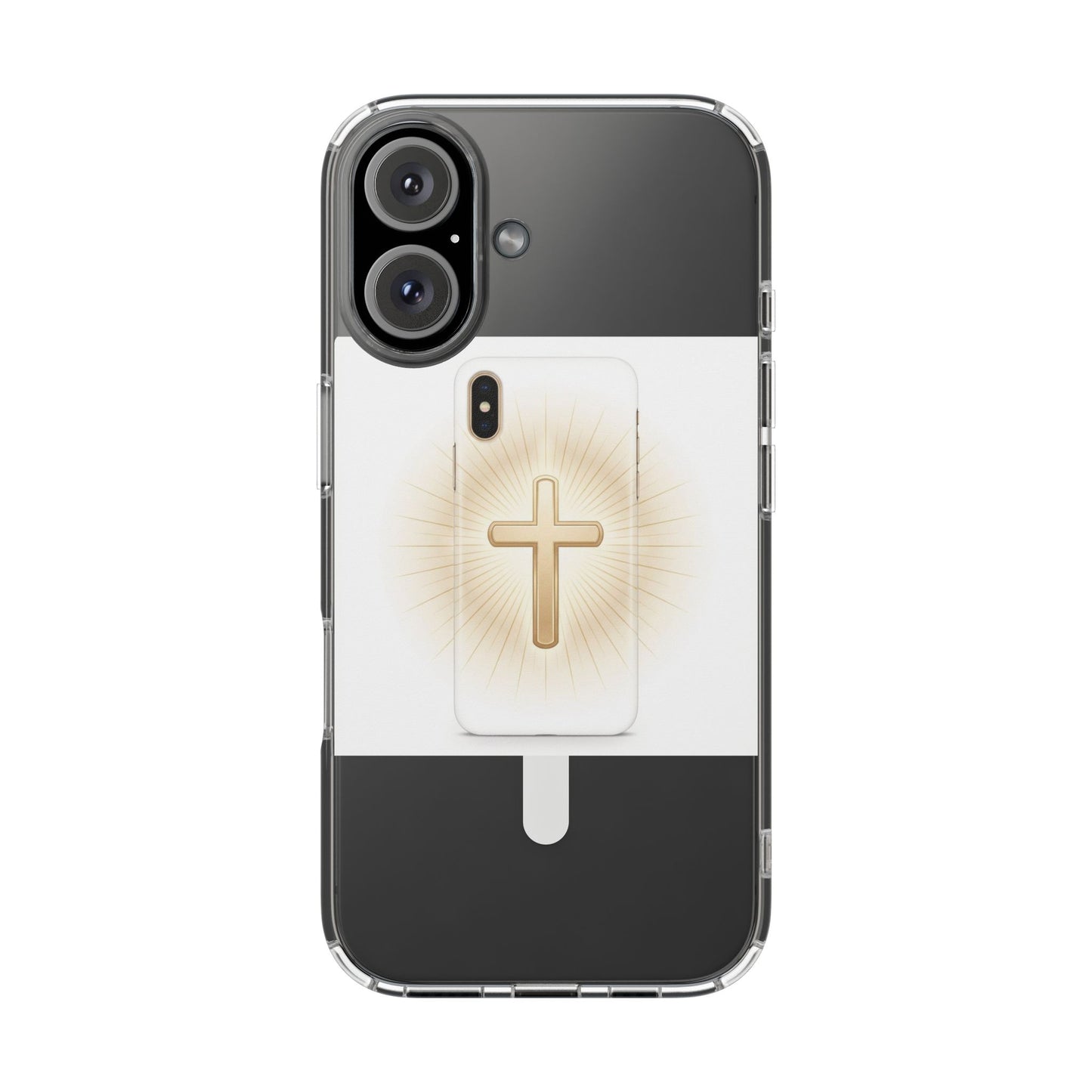 Clear Magnetic Phone Case — Gold Radiant Cross Design