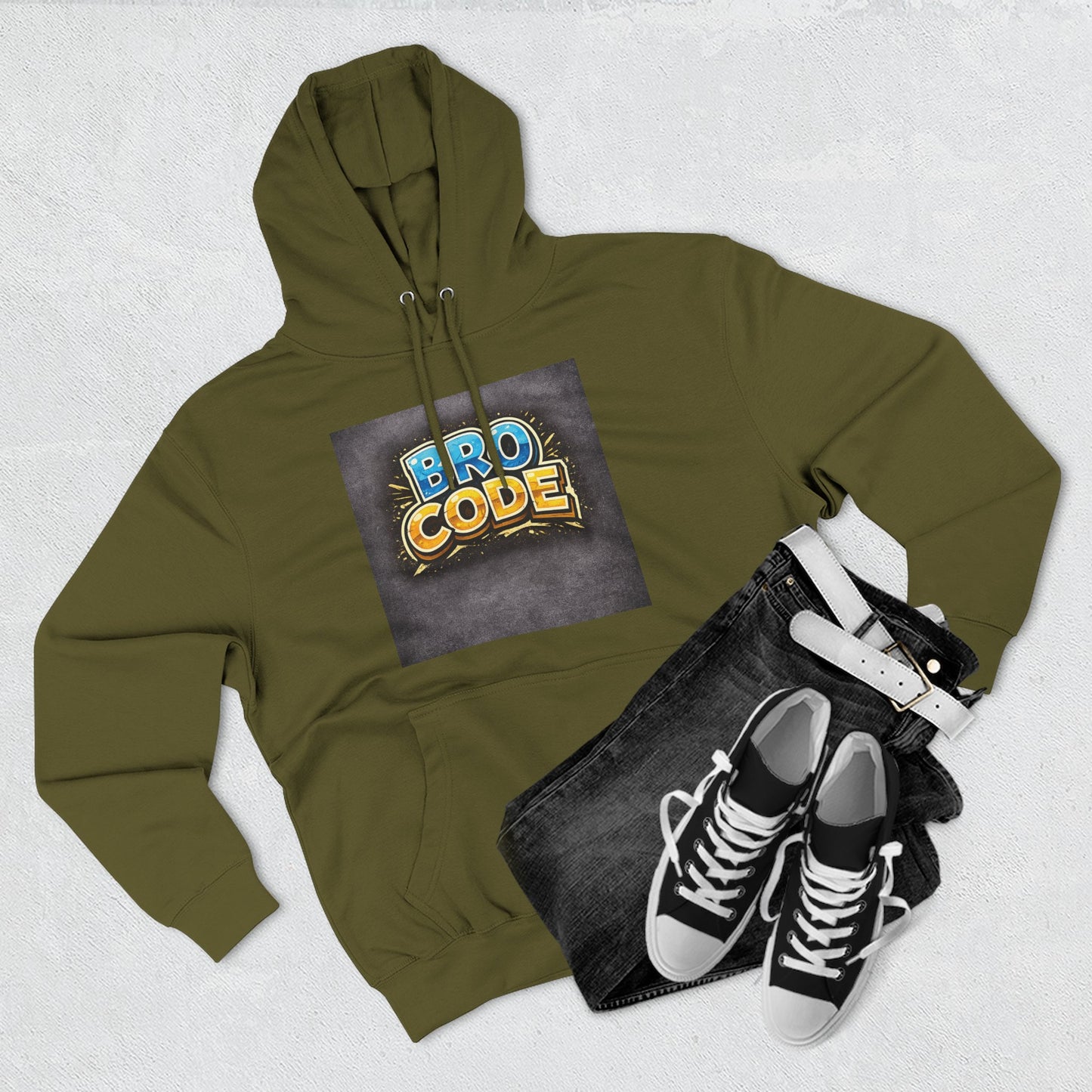 Bro Code Hoodie — Funny Streetwear Pullover with Bold Graffiti Logo