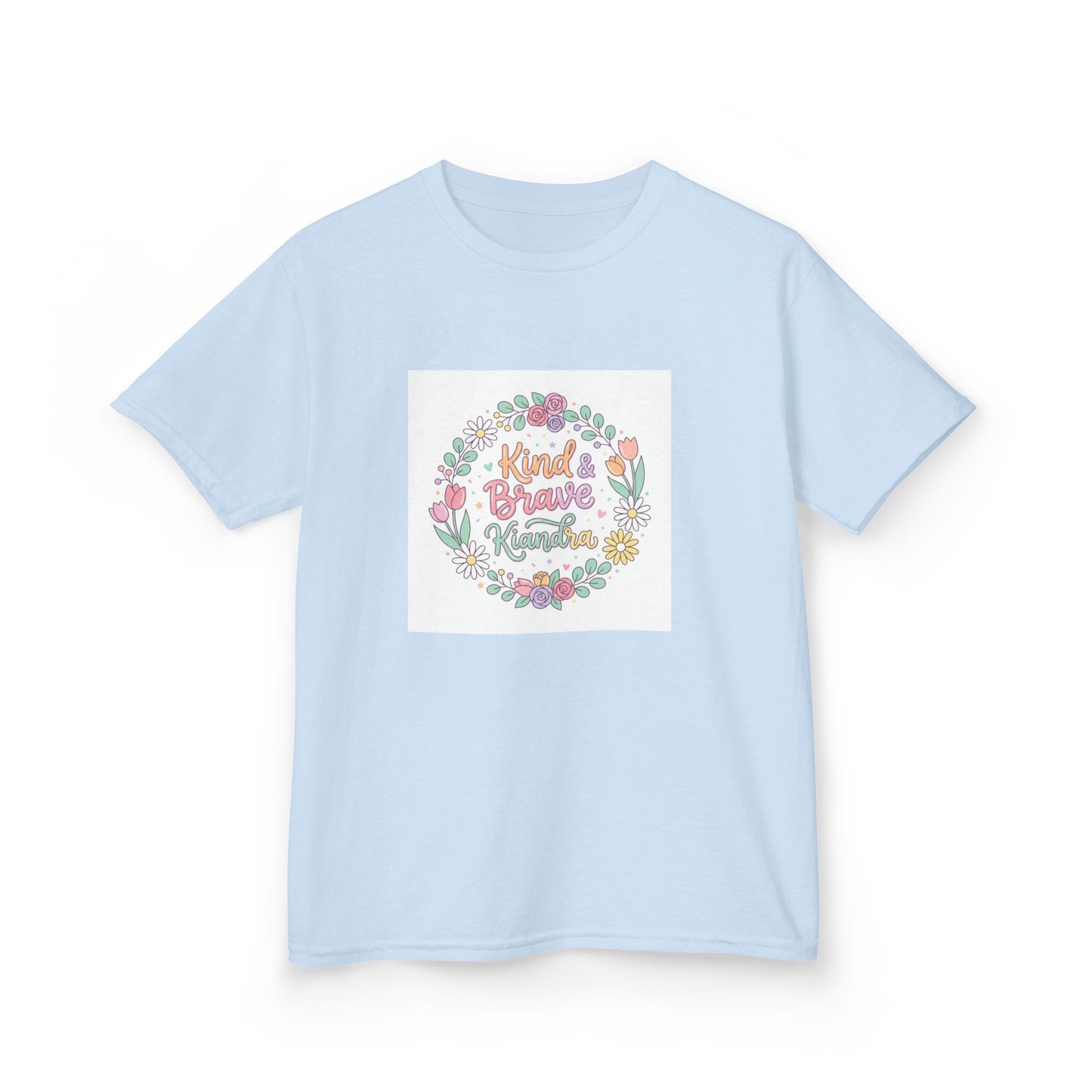Kids Tee — Floral 'Kind Hearts Shine' Graphic