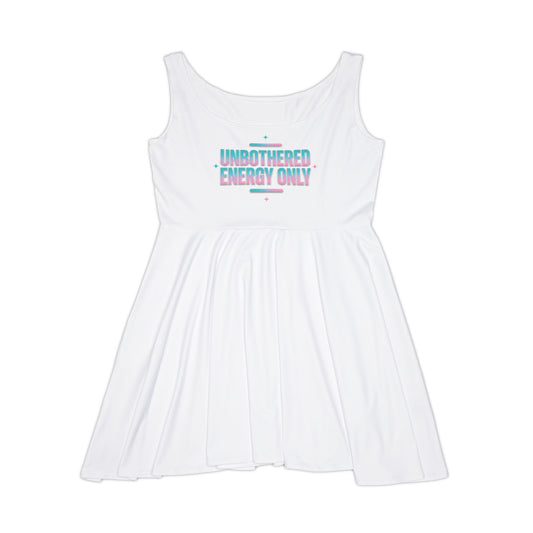 Skater Dress — “Unbothered Energy Only” Retro Text Casual Dress
