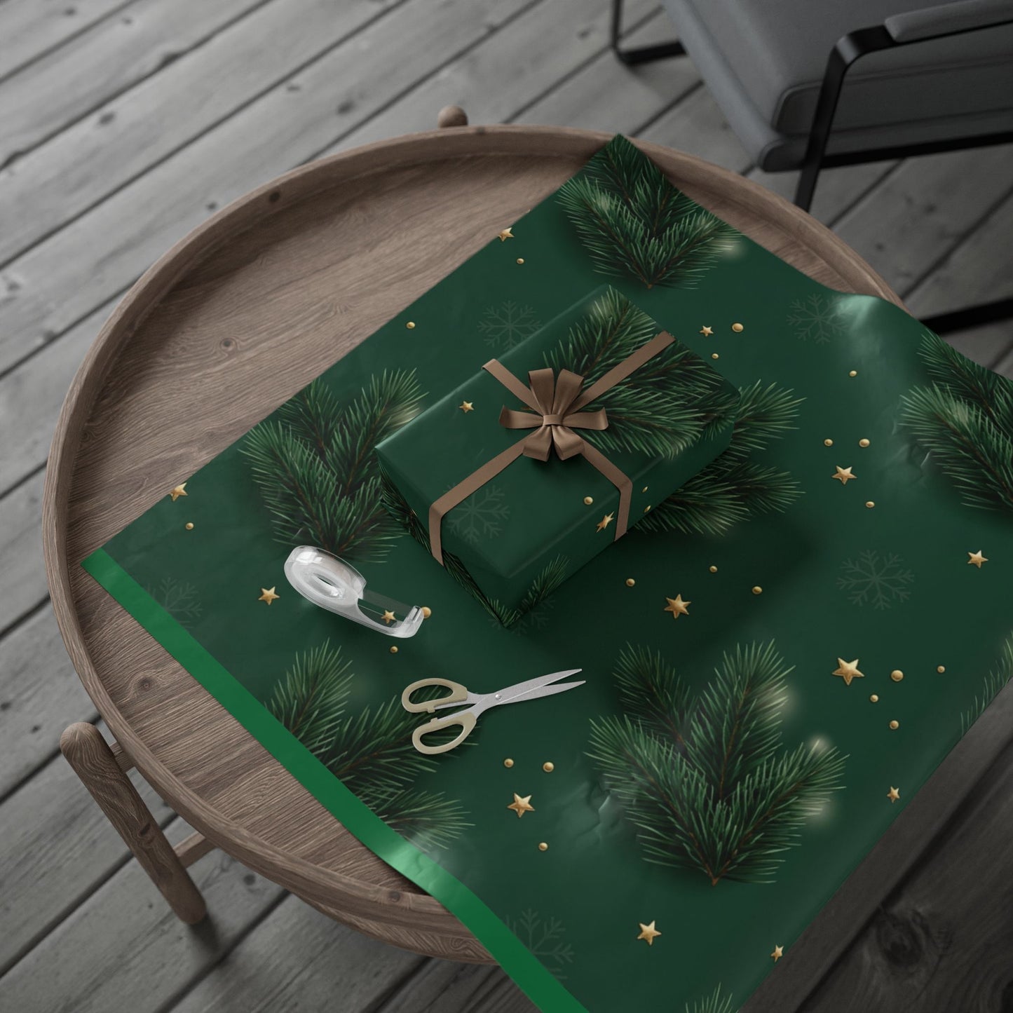 Premium Pine Branch Wrapping Paper – Elegant Christmas Gift Wrap