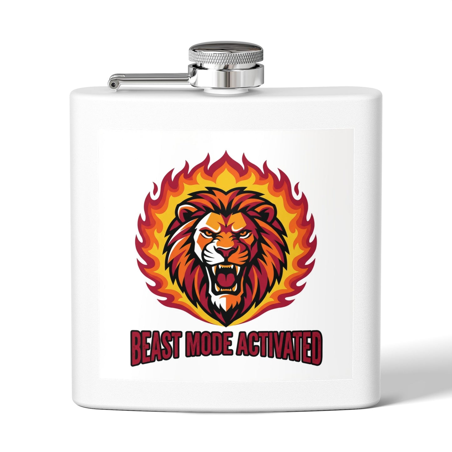 Flask — 'Beast Mode Activated' Lion Stainless Steel Hip Flask (6oz)