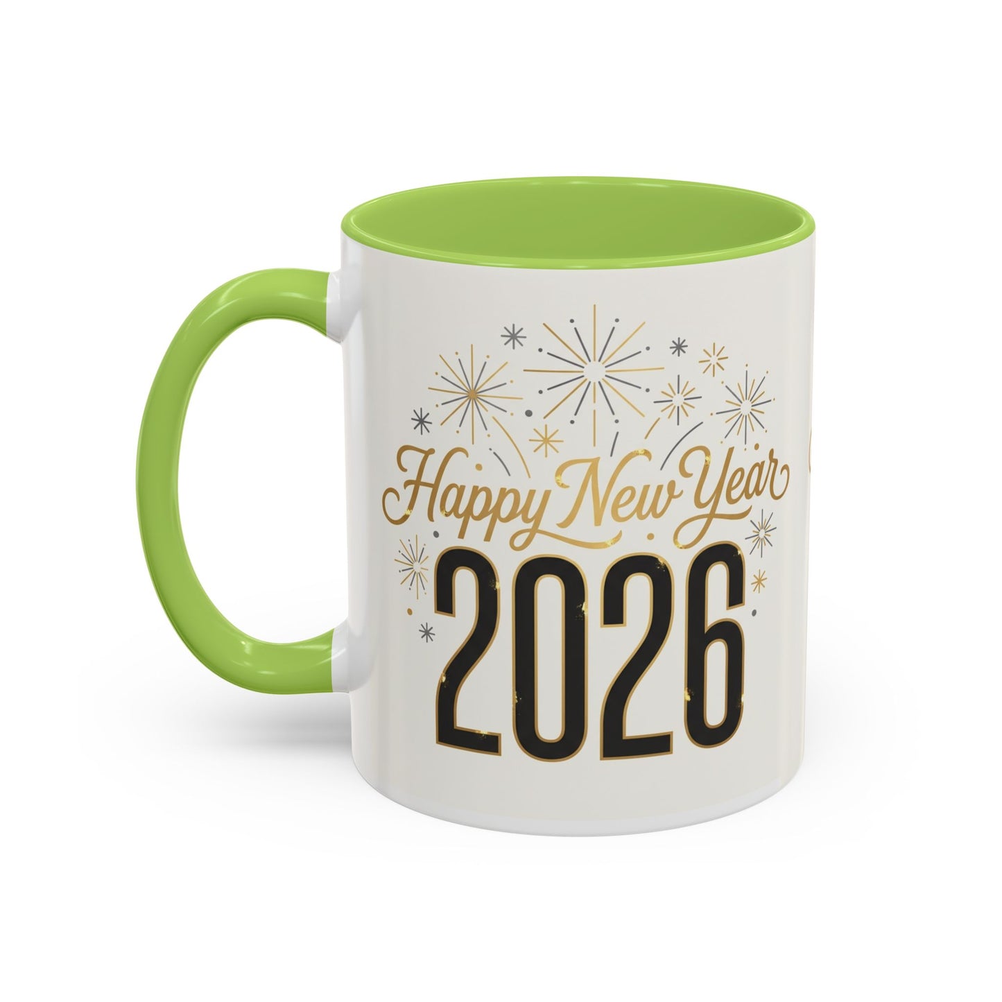 Happy New Year 2026 Accent Coffee Mug — Festive Sparkle 11/15oz