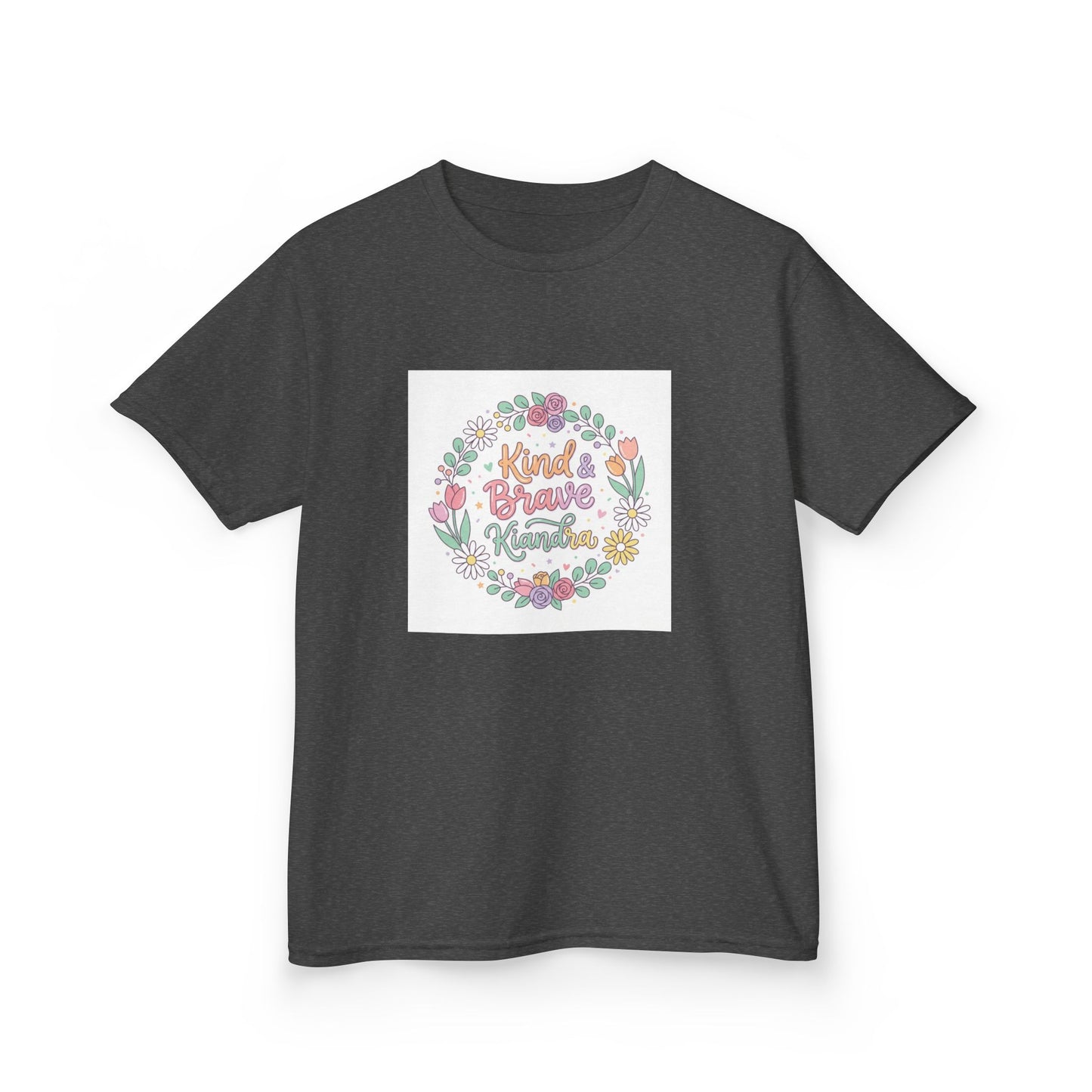 Kids Tee — Floral 'Kind Hearts Shine' Graphic