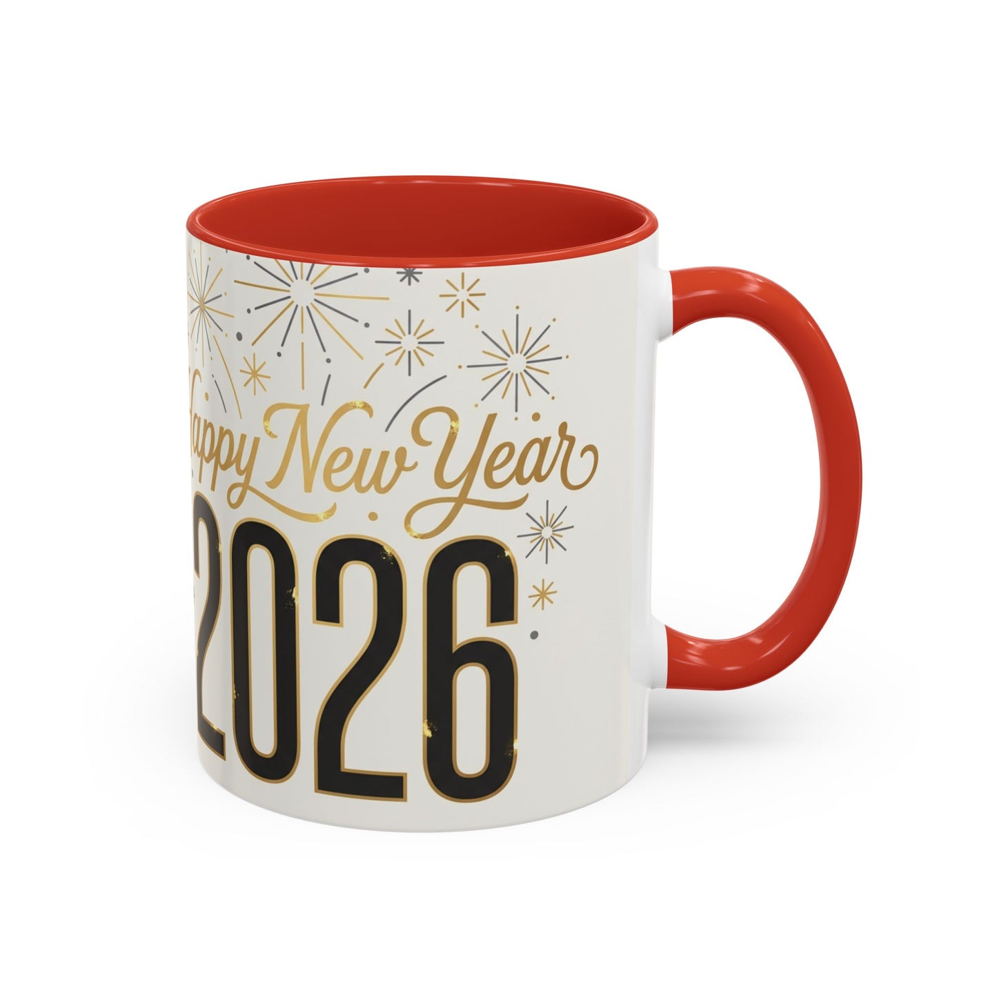 Happy New Year 2026 Accent Coffee Mug — Festive Sparkle 11/15oz