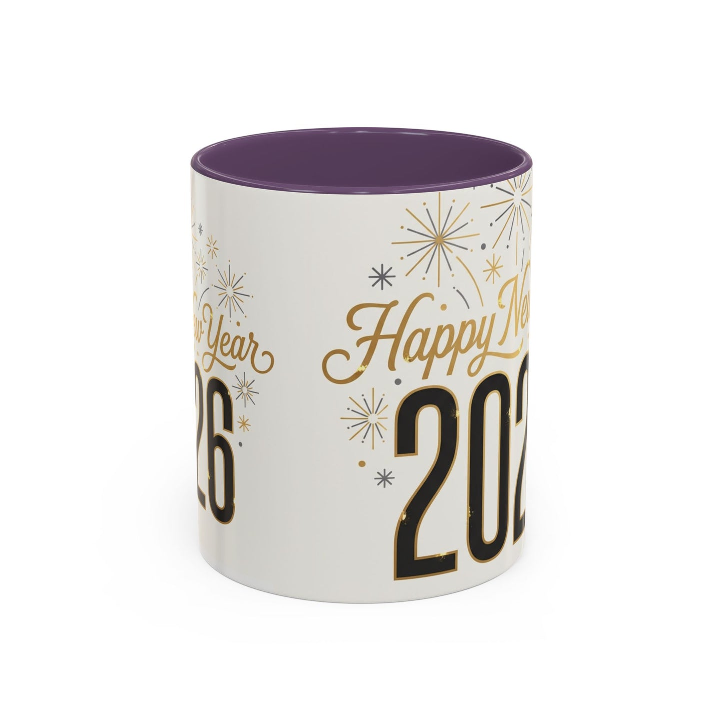 Happy New Year 2026 Accent Coffee Mug — Festive Sparkle 11/15oz