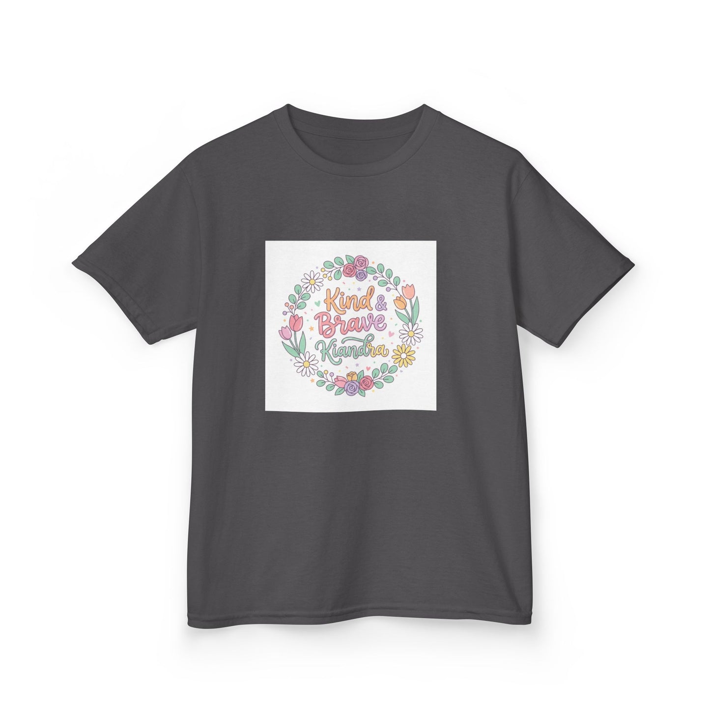 Kids Tee — Floral 'Kind Hearts Shine' Graphic
