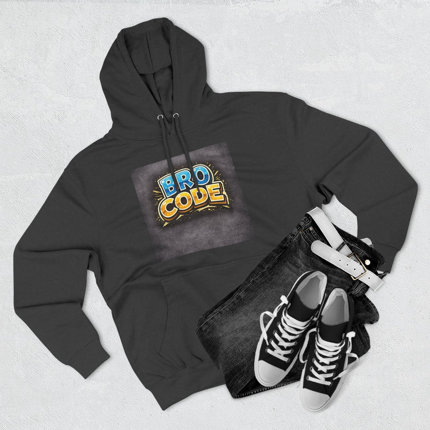 Bro Code Hoodie — Funny Streetwear Pullover with Bold Graffiti Logo