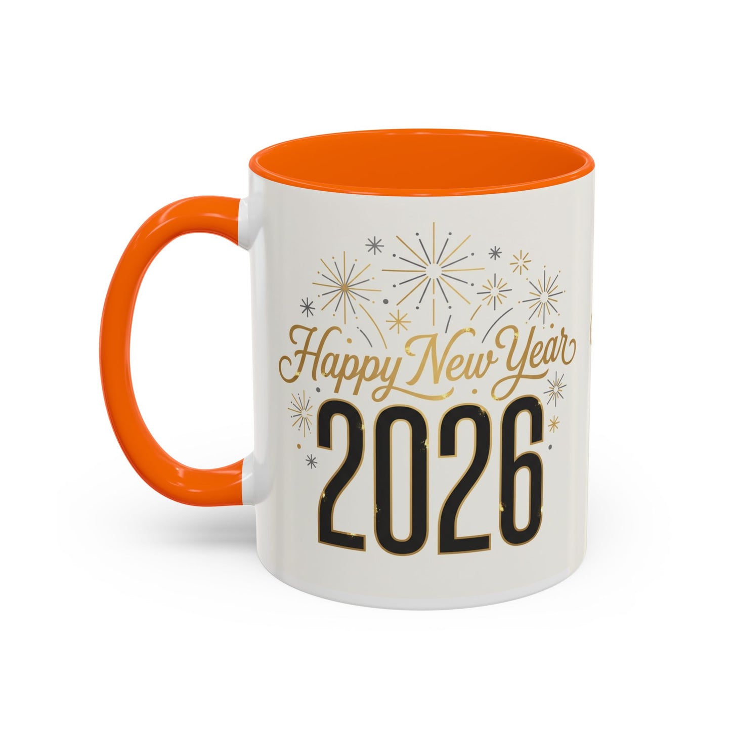 Happy New Year 2026 Accent Coffee Mug — Festive Sparkle 11/15oz