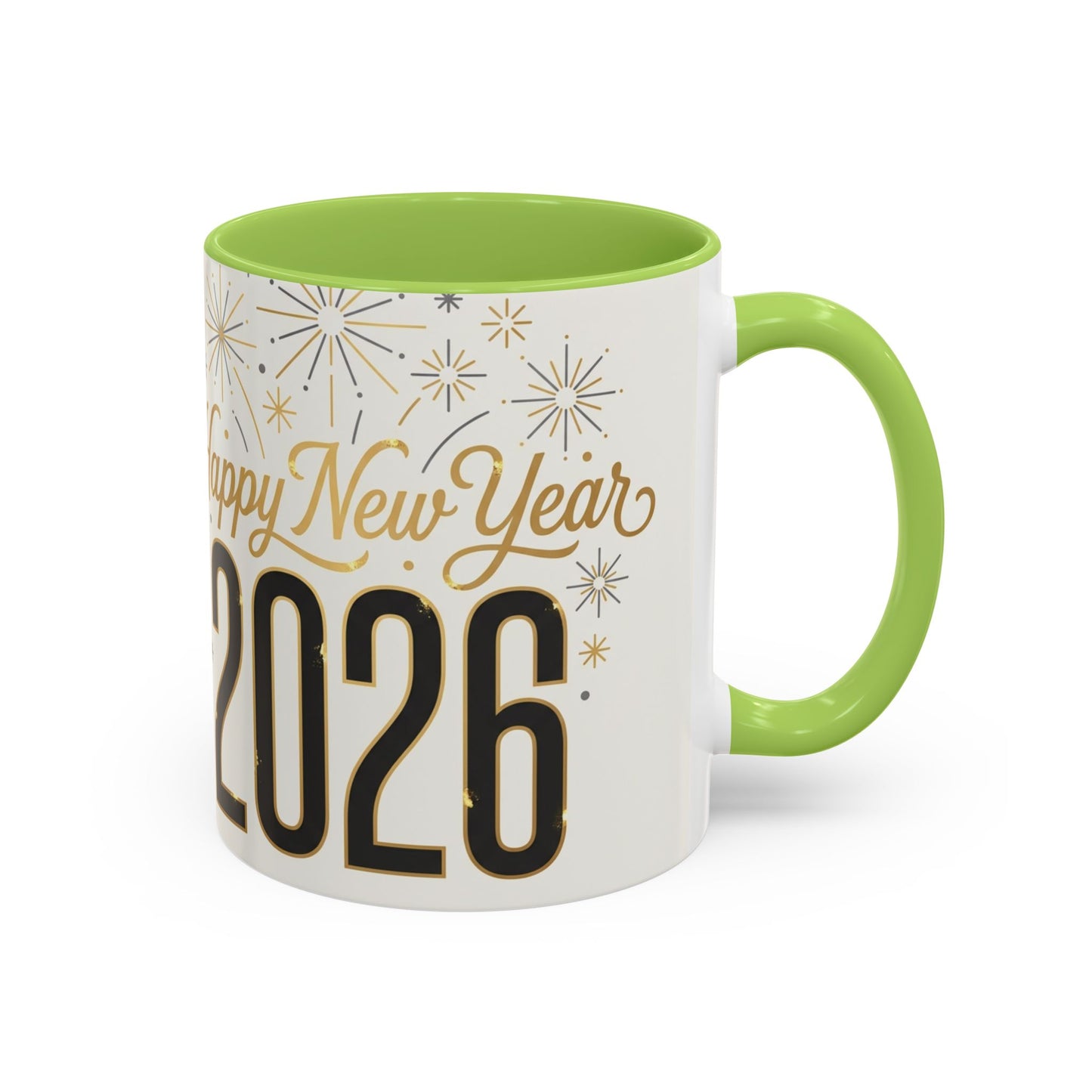 Happy New Year 2026 Accent Coffee Mug — Festive Sparkle 11/15oz