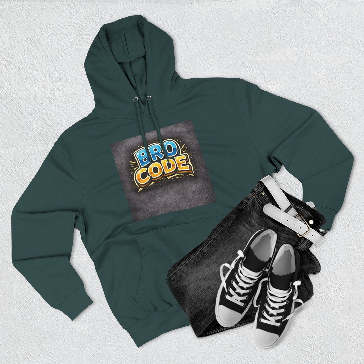 Bro Code Hoodie — Funny Streetwear Pullover with Bold Graffiti Logo